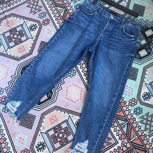 Zara | Distressed Frayed Hem Button Fly Jeans
